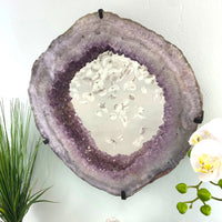 Amethyst Mirror with Custom Iron Frame - 12.605kg 17.5"w x 18.75"h